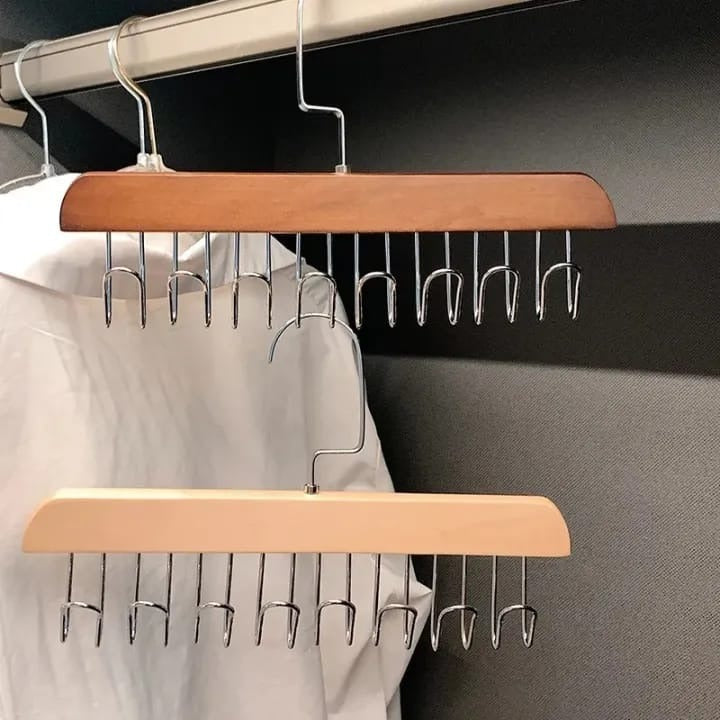 Multifunctional Wood Hanger 8 Hooks Underwear Scarf Sling Tie Storage Rack Organizer