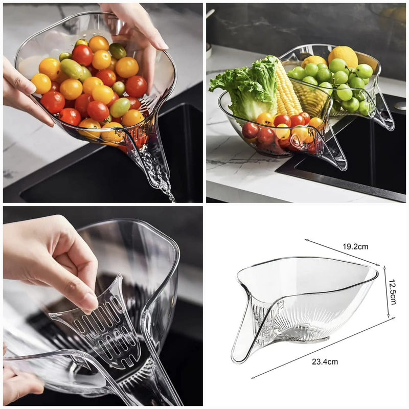 Multifunctional Acrylic Drain Bowl Transparent Strainer Basket Drain Bowl With Funnel