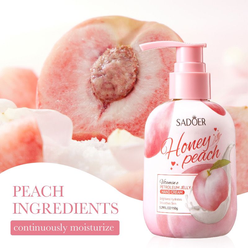 Sadoer Honey Peach Vitamin E Petroleum Jelly Hand Cream 150g