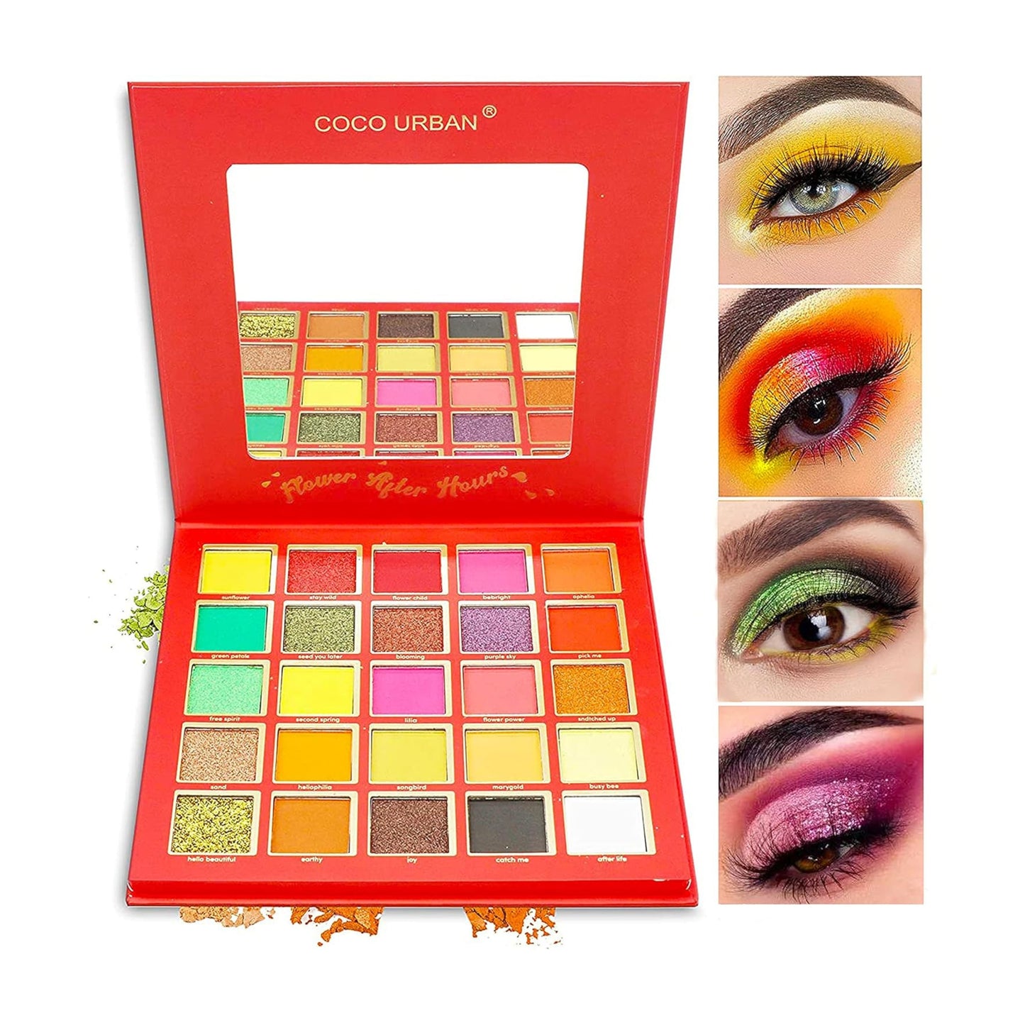 Coco Urban Beauty Red Pop Eyeshadow Palette 25 Bright Colors Eyeshadow