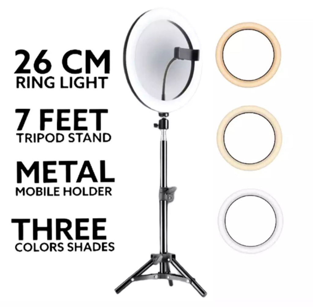 26cm Selfie LED Ring Light with 7ft Tripod Stand