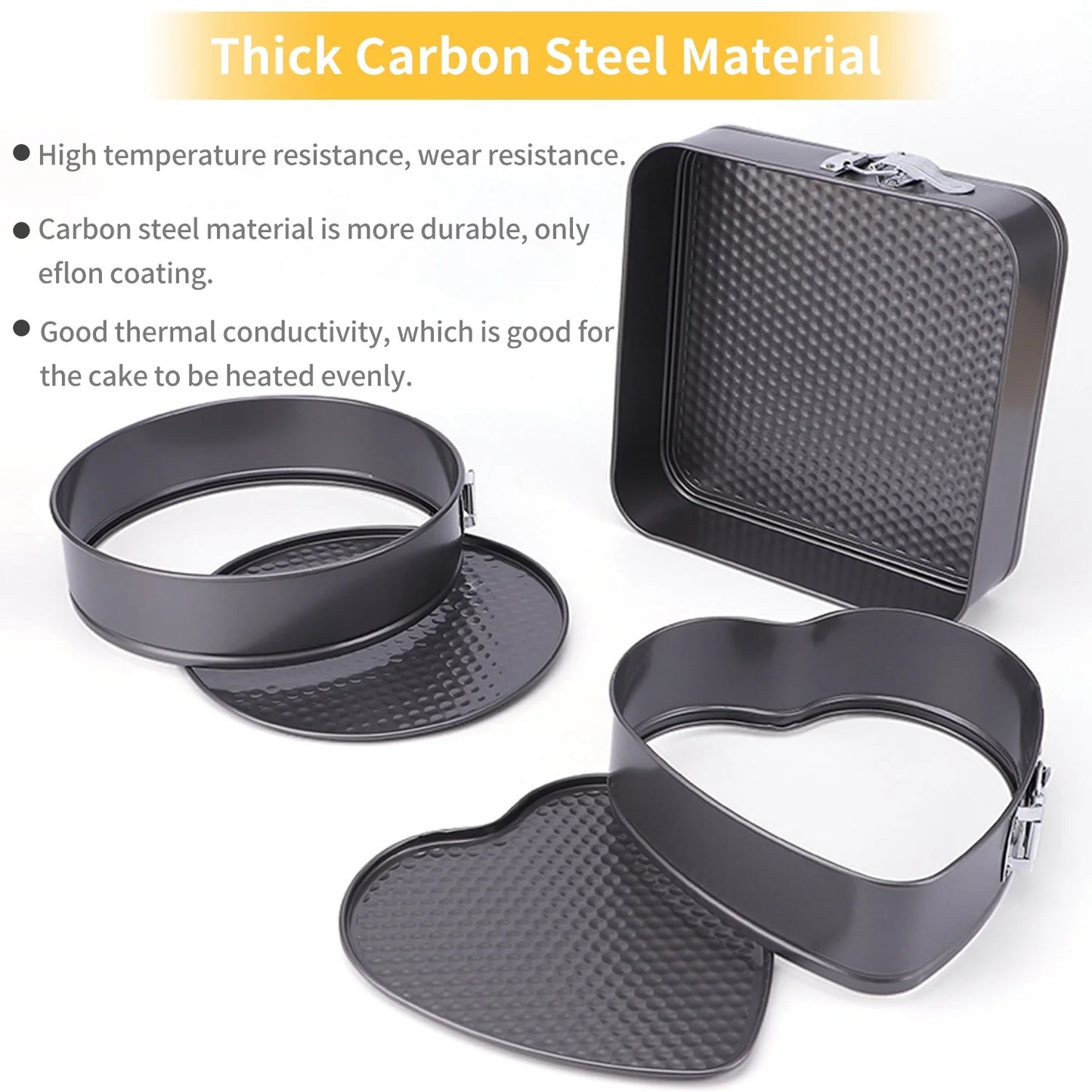 Heart Round Square Nonstick Cheese Cake Pan Cake Mold 3pcs Set