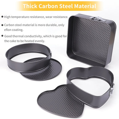 Heart Round Square Nonstick Cheese Cake Pan Cake Mold 3pcs Set