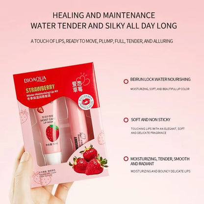 Bioaqua 2in1 Strawberry Lip Care Winter Moisturising Lip kit