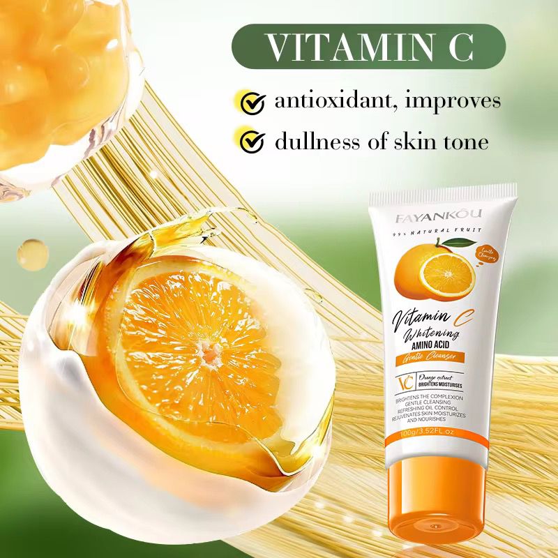 FAYANKOU Orange Extract Vitamin C Whitening Cleansing Wash Oil Control Hydrating and Smoothing Brightening Skin