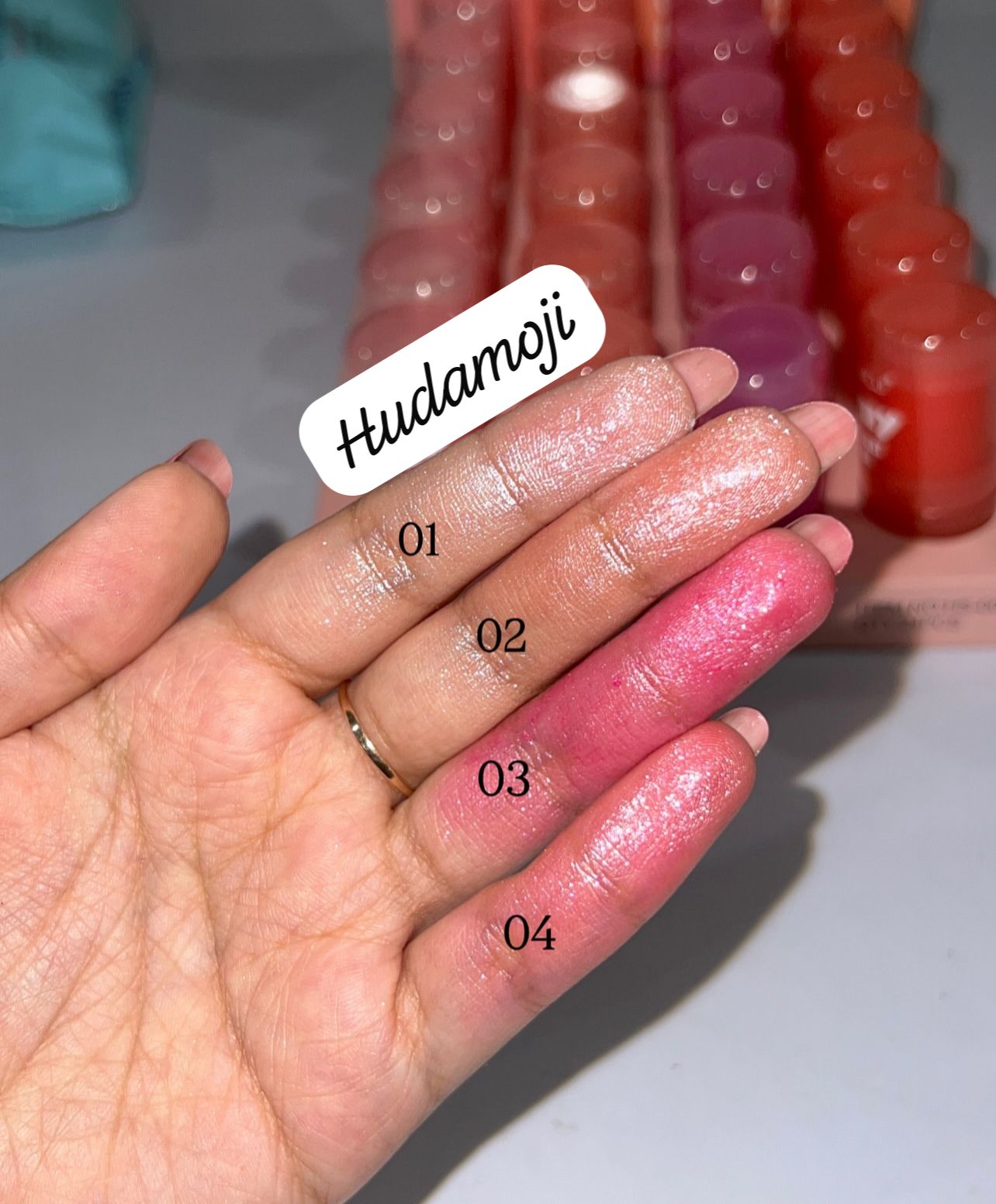 Hudamoji 4pcs Jelly Glitter Highlighter Stick