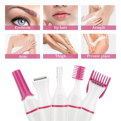 Mini Electric 5 In 1 Women Epilator Body Hair Removal Shaver Trimmer