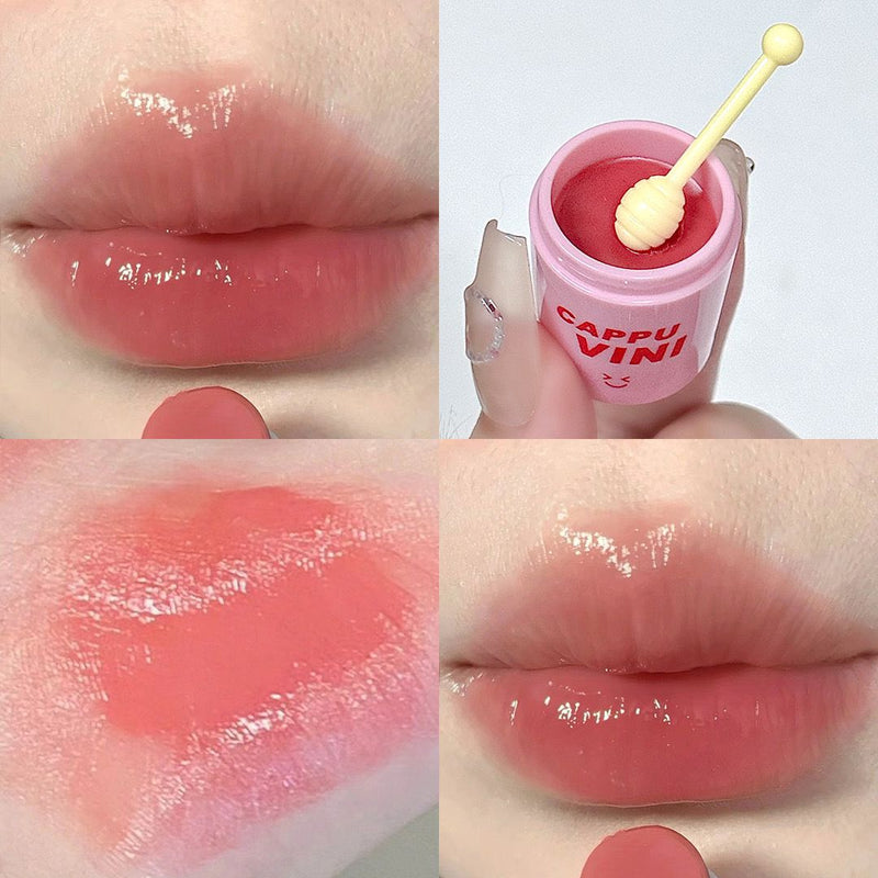 CAPPUVINI Cute Little Can Lip Glaze Moisturizing Mirror Water Lip Gloss 3Pcs Set