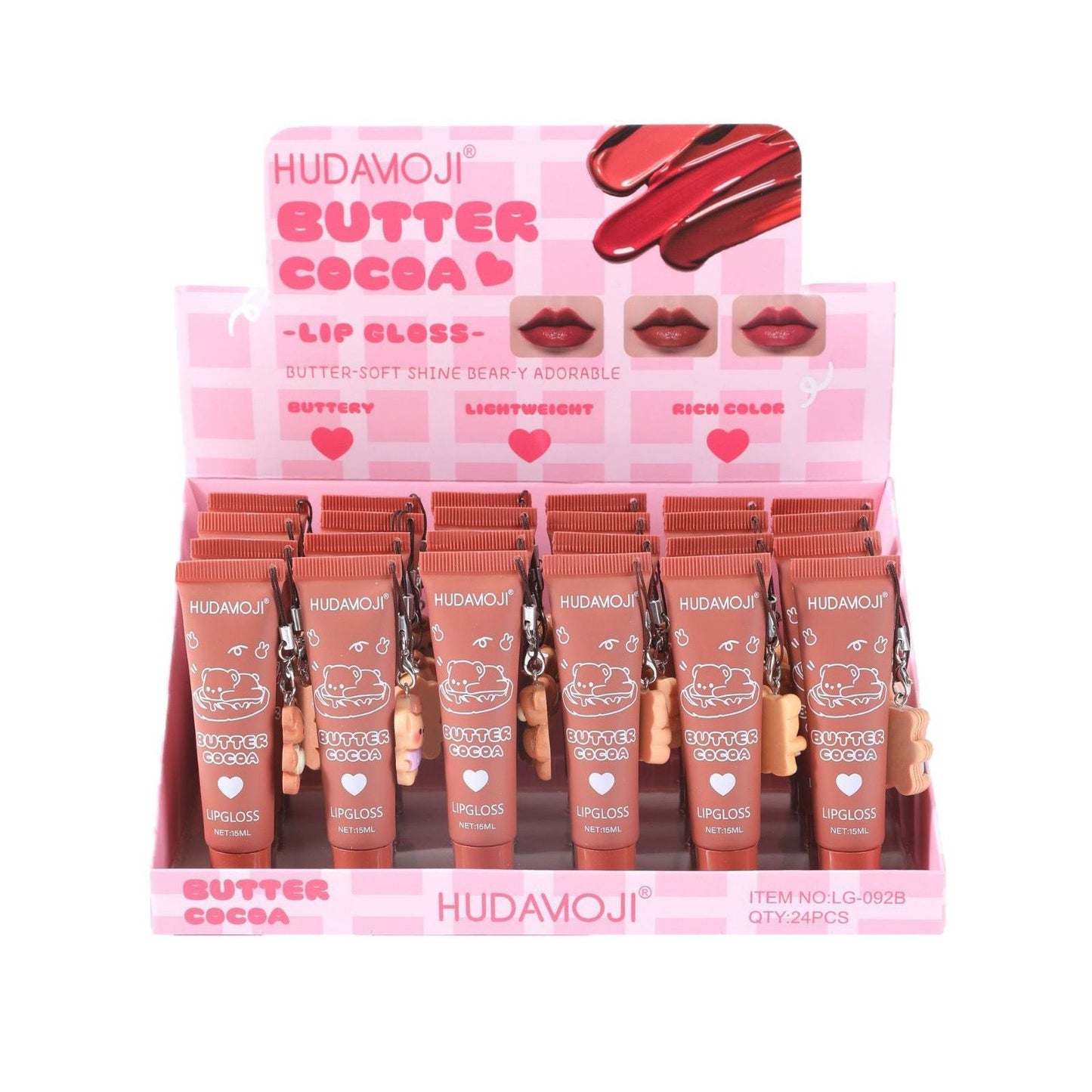 Hudamoji 6pcs Cocoa Butter Bear Tube Lip Gloss