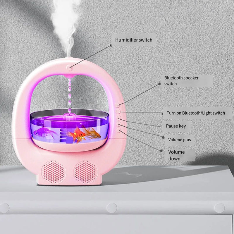 Portable Mini Anti Gravity Fish Aquarium Humidifier With Speaker