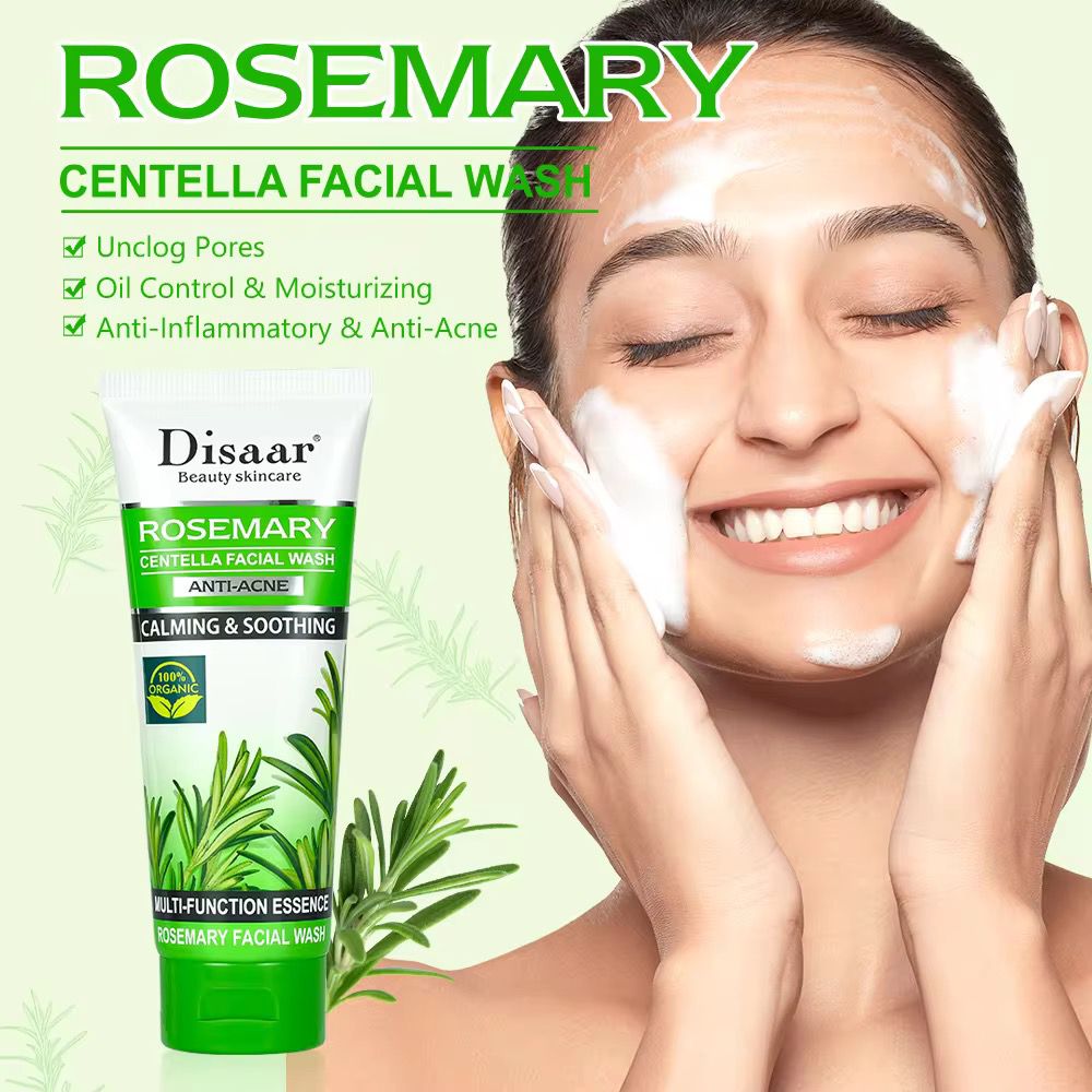 DISAAR  Rosemary Centella Vegan Cream Facial Wash Anti-Wrinkle Oil Control Deep Cleansing Pore Acne Clear Smoothing Face Cleanser