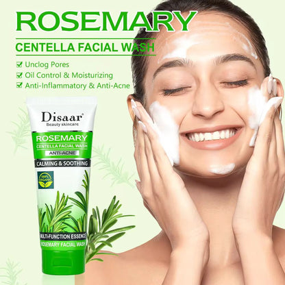 DISAAR  Rosemary Centella Vegan Cream Facial Wash Anti-Wrinkle Oil Control Deep Cleansing Pore Acne Clear Smoothing Face Cleanser