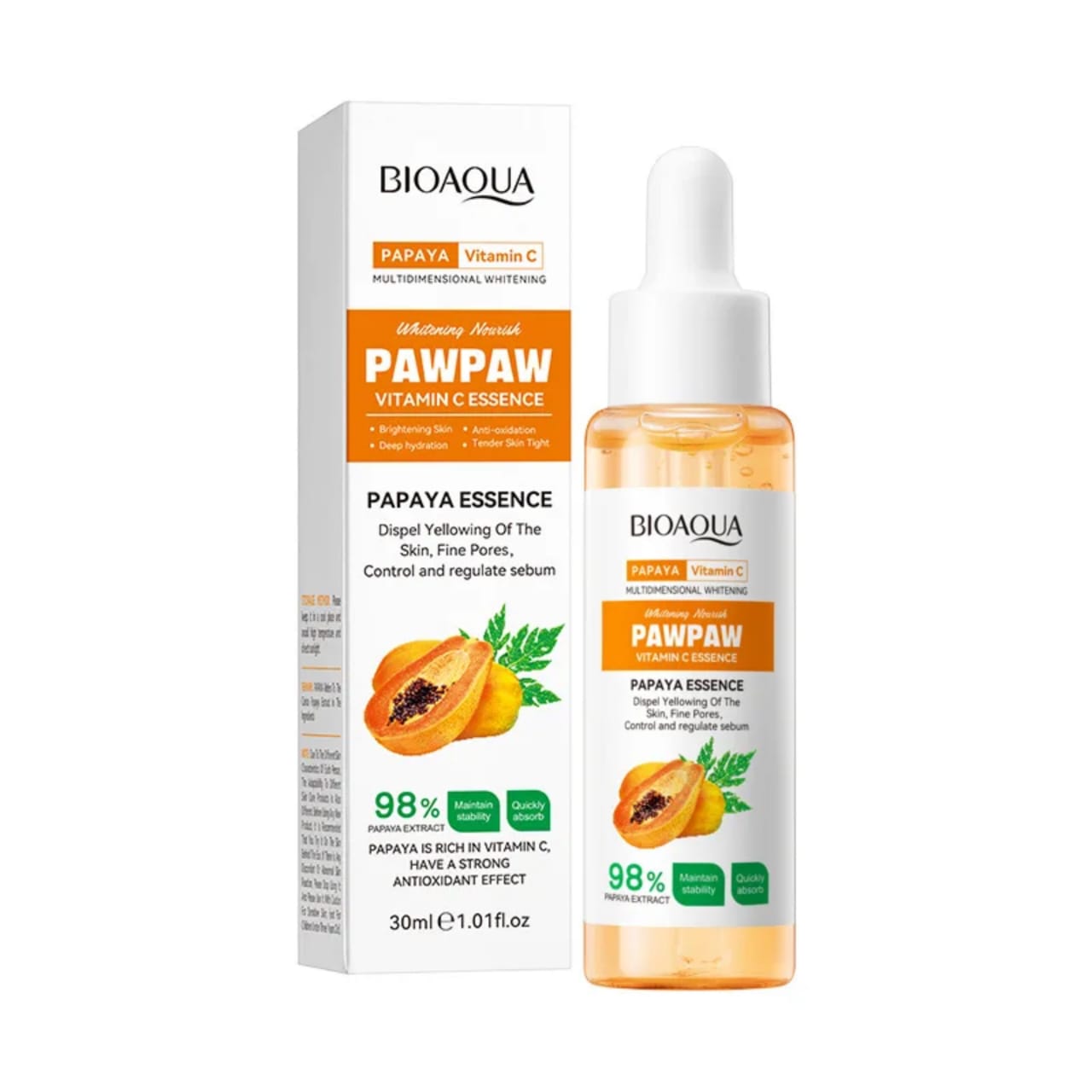 Bioaqua Paw Paw Vitamin C Essence Papaya Extract Brightening Anti Oxidation Deep Hydration Moisturizing Serum 30ml