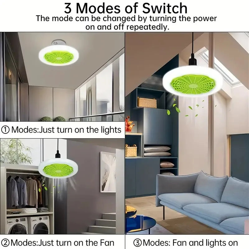 LED Ceiling Fan Light Remote Control Dimmable 3 Speed Wind Speed