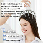 Portable USB Rechargeable Octopus Head Massager Waterproof Handheld With 12 Massage Claws Head Massager