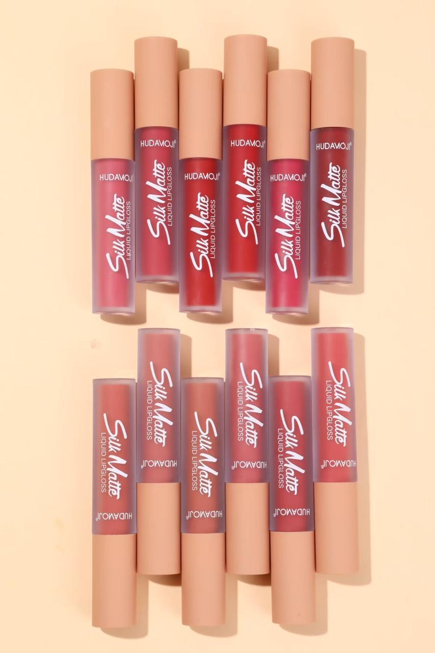Hudamoji Silky Smooth Matte Long Lasting Lipgloss Set Pack of 12