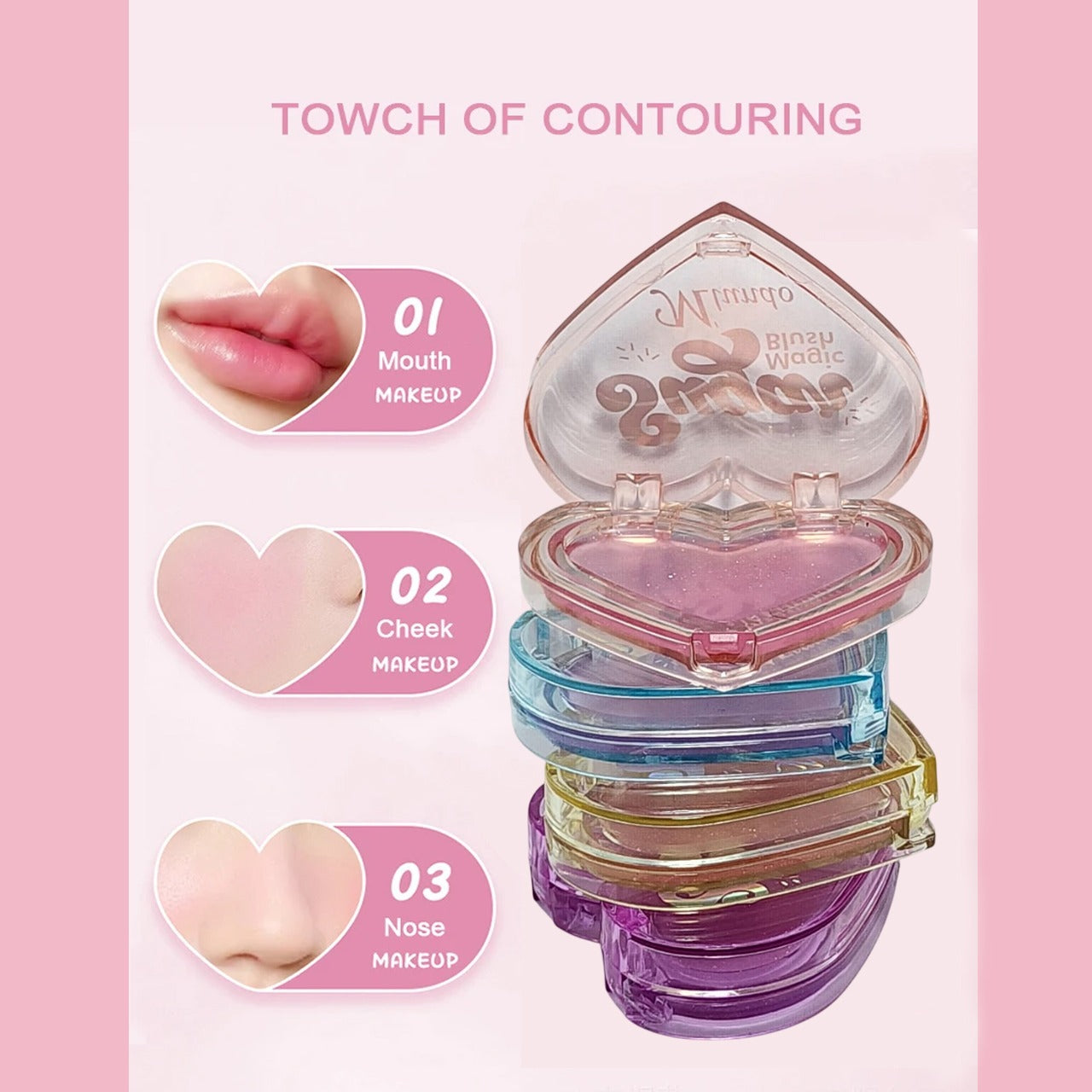 Miundo Heart Sugar Magic Blush Pack of 6