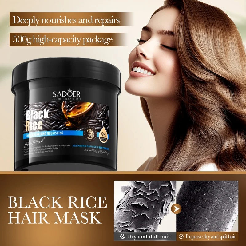 Sadoer Black Rice Smooth Repairing Hair Mask, 500 g