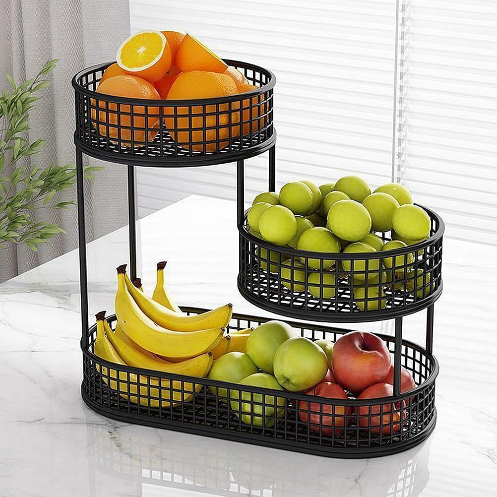 Multipurpose 3 Layer Iron Material Vegetables Fruit Basket Rack