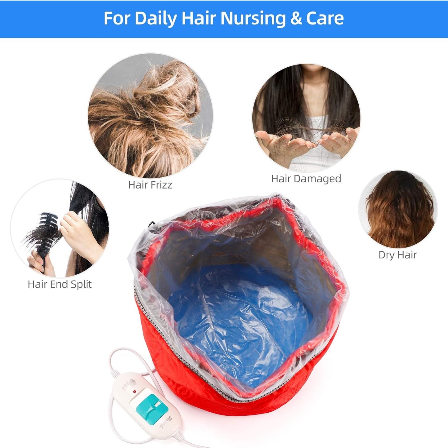 Electric Thermal Hair Steamer Cap for Hair SPA Waterproof Deep Conditioning Thermal Heat Hat Heater