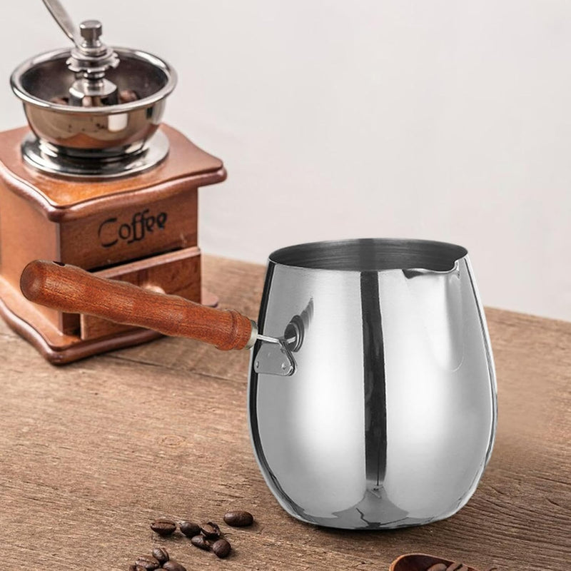 Stainless Steel Turkish Coffee Pot With Wooden Handle