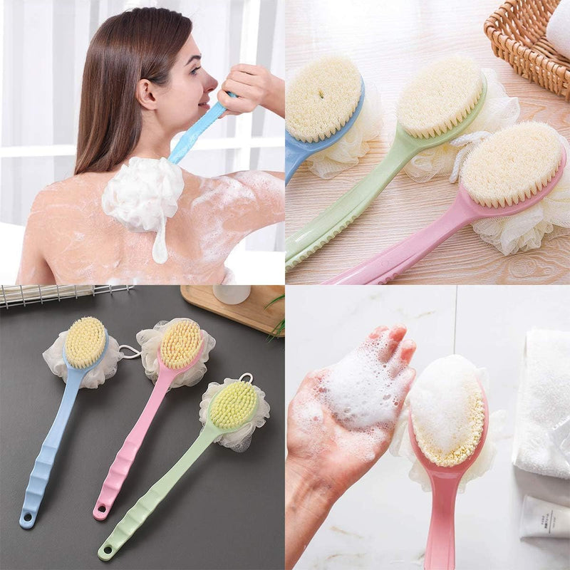 2in1 Bristles Scrubber With Long Handle Bath Brush