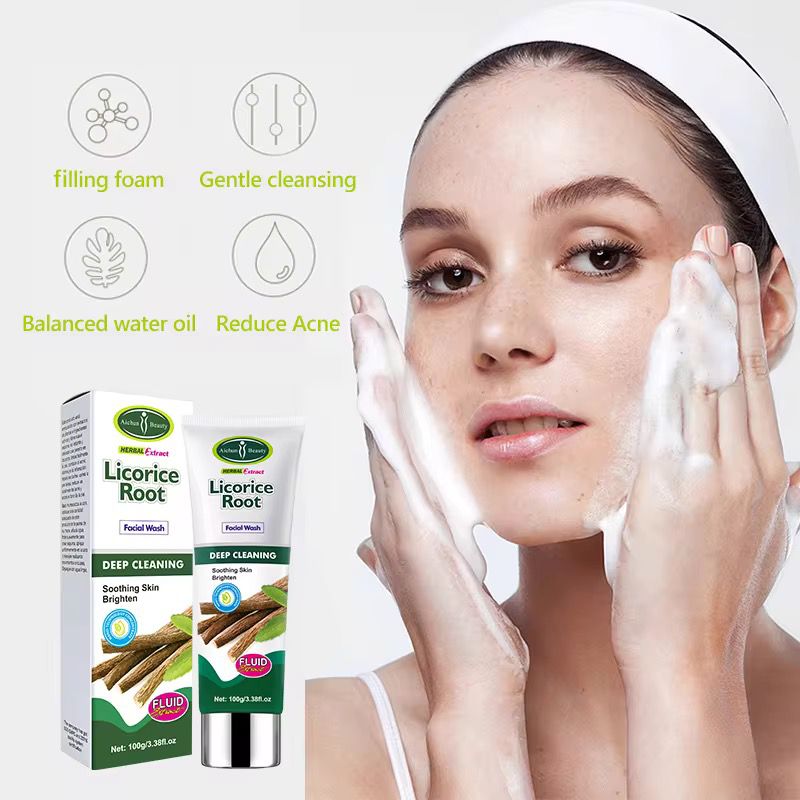 Aichun Beauty Herbal Facial Cleanser Deep Licorice Root Face Wash With Mineral Lightening For Female