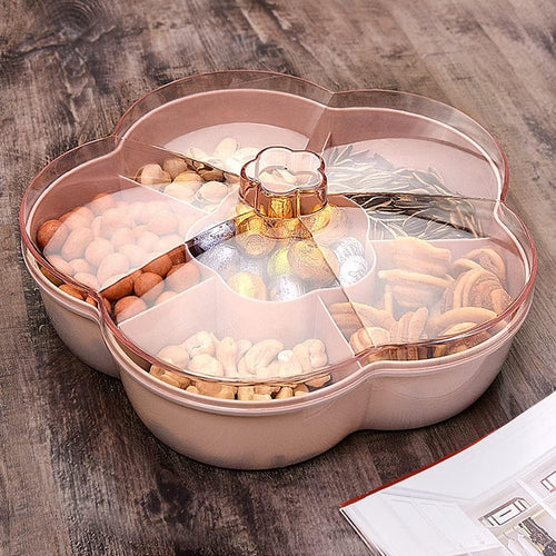 Flower Shape Storage Box Snack Nut Candy Serving Tray With Lid