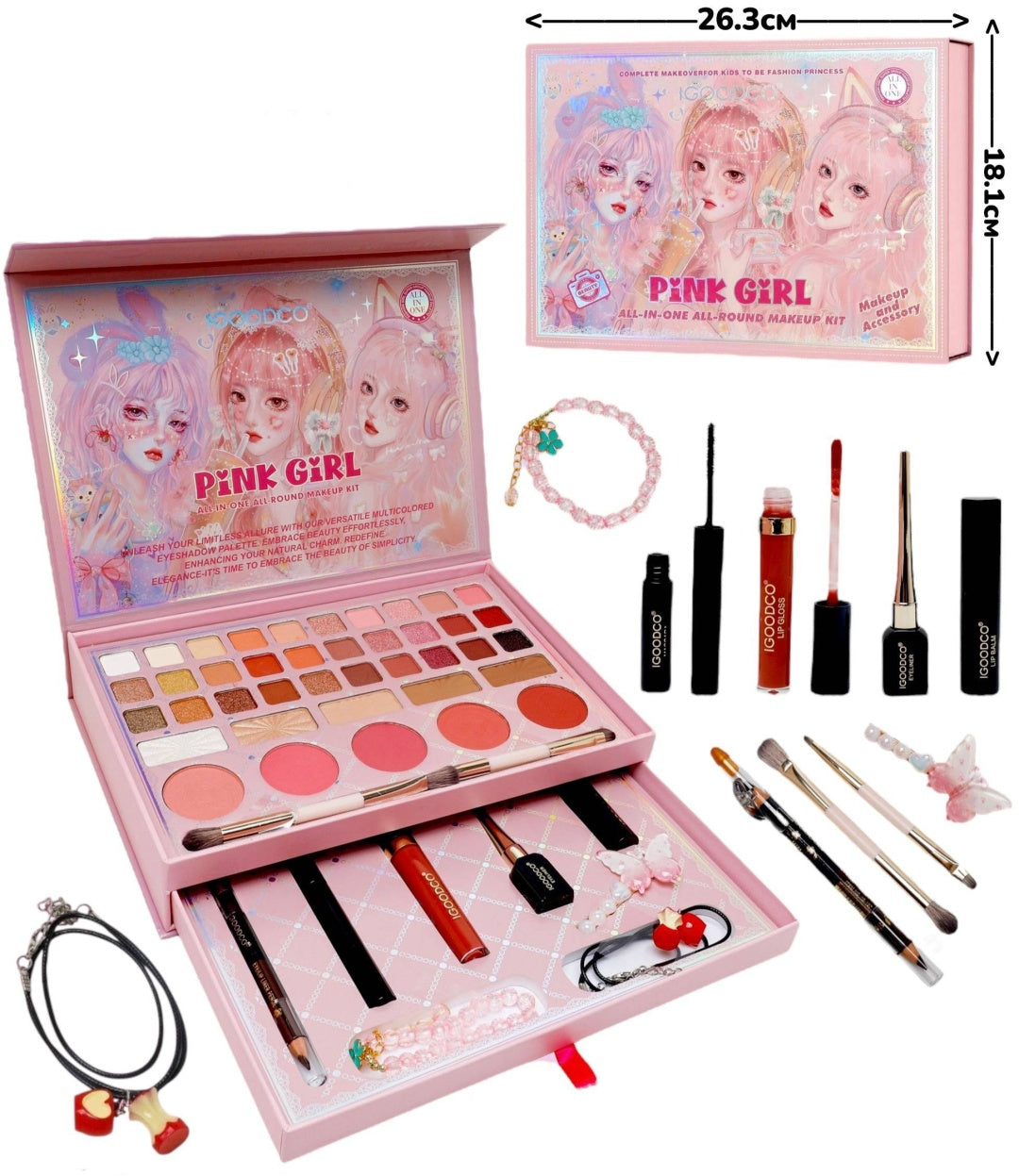 IGOODCO Pink Girl All-in-One Makeup Kit IG-3213