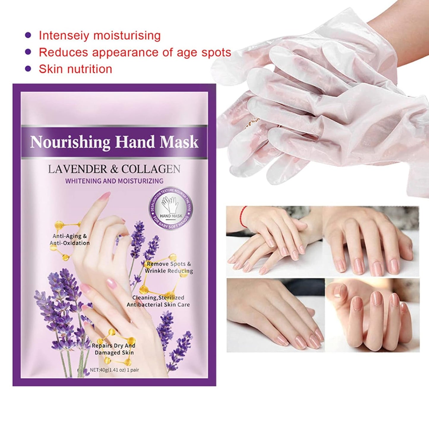 Guanjing Nourishing Hand Mask Lavender And Collagen Hands Mask