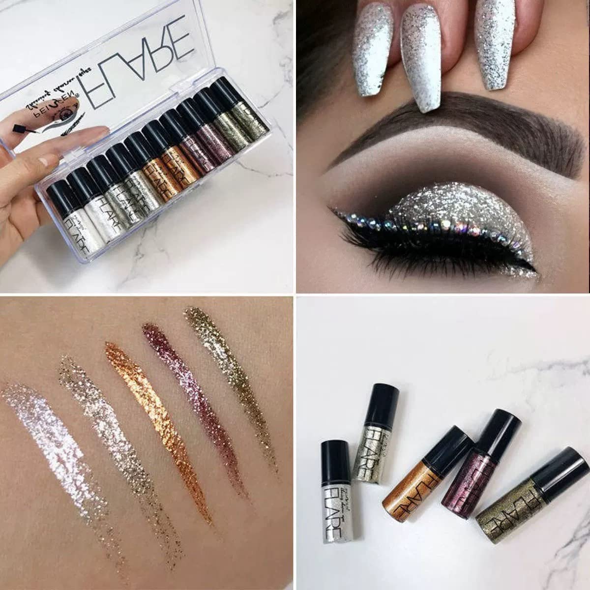Flare Diamond Glitter Liquid Eyeshadow Pack of 10