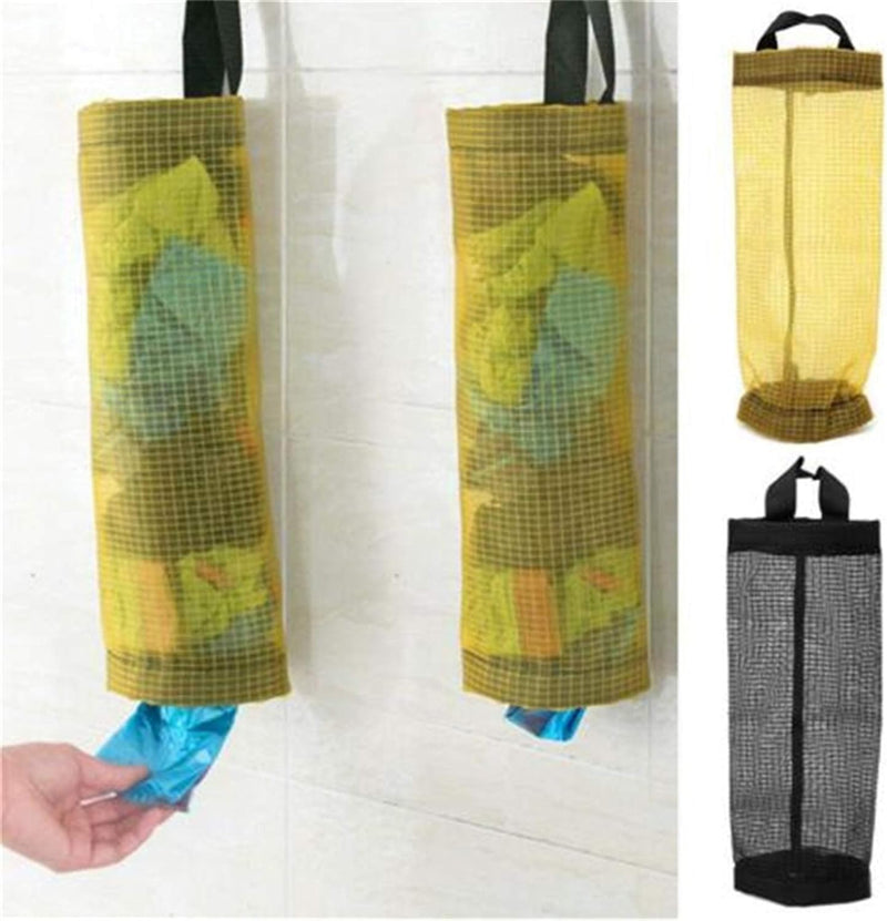 Hanging Mesh Grocery Bag Holder Storage Bag Dispenser