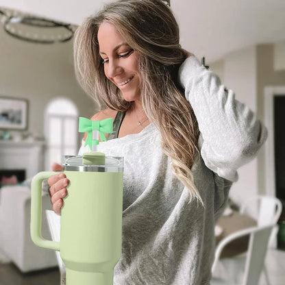 Silicone Cute Bow Straw Stopper Cover Cap Pack Of 2