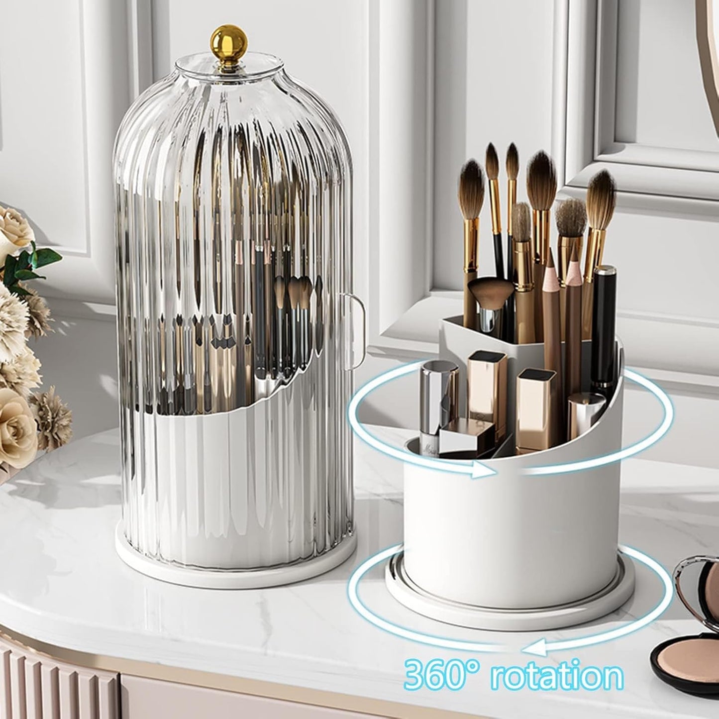 Elegant Luxury 360 Rotatable Makeup Cosmetic Brush Holder Organizer Storage Box 10013