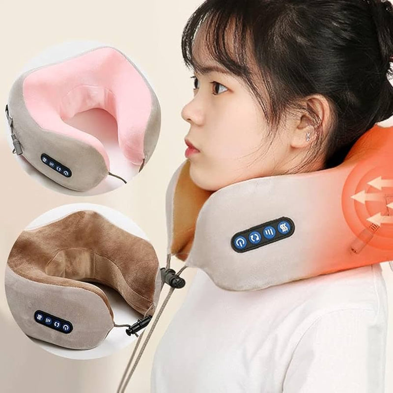 Massaging Neck Pillow U-Shaped Memory Foam Travel Pillow Massager