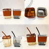 Thick Wall Insulated Glass Cups With Lid And PU Leather Sleeve Case And Straw