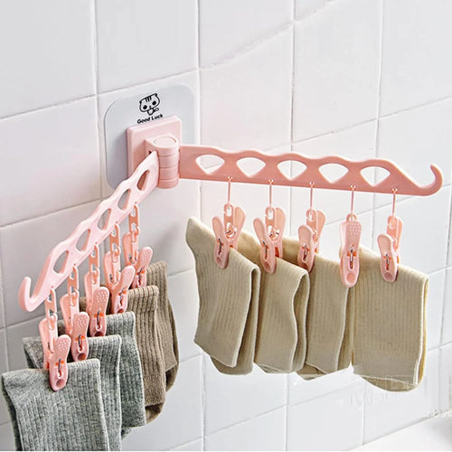 Multifunctional Folding Magic Sticky Rotating Hanger Wall Mount