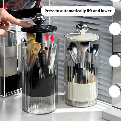 Press Type Automatic Desktop Makeup Cosmetic Brush Organizer Storage Box