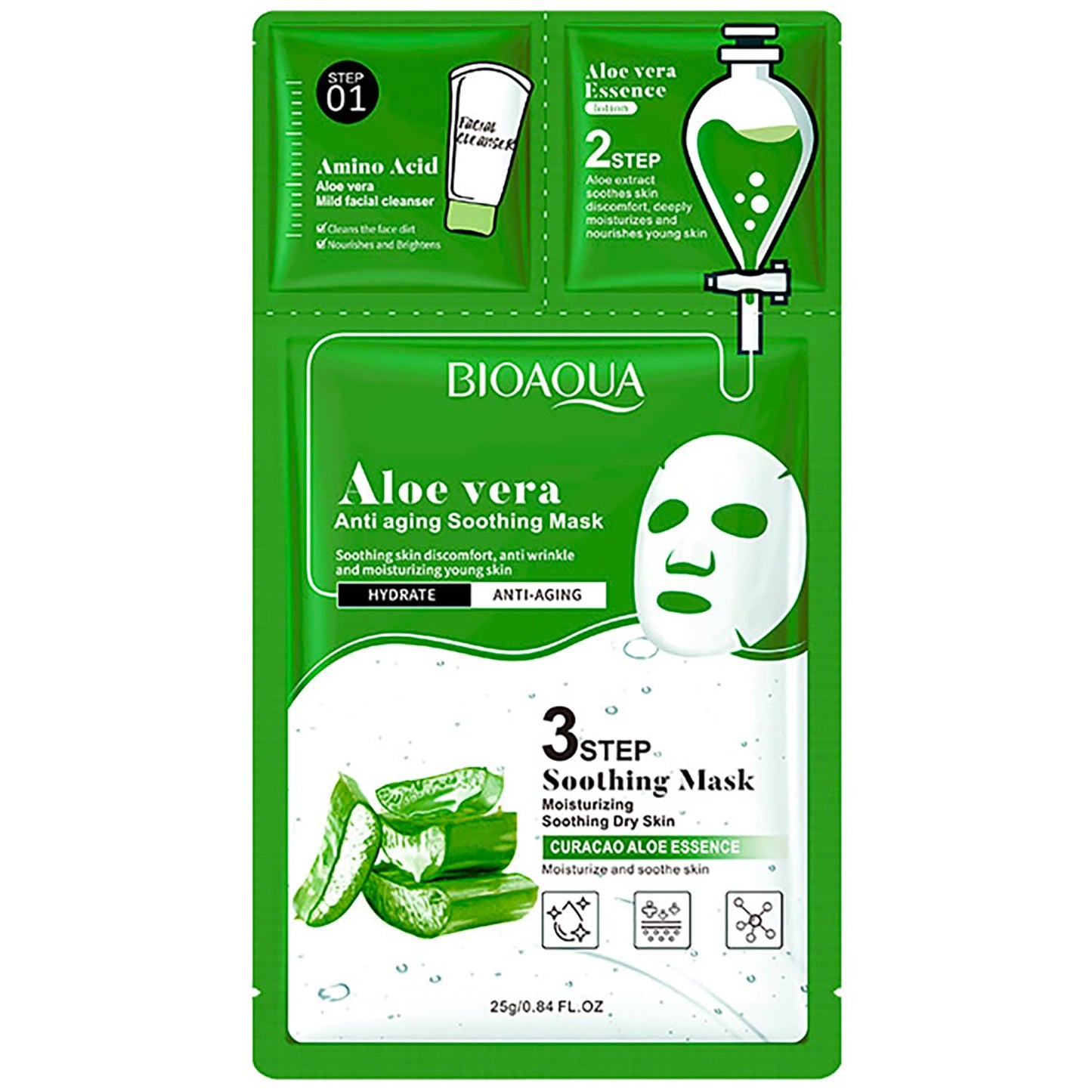 Bioaqua 3 Step Collagen &amp; Niacinamide Sheet Mask Pack - Set of 3