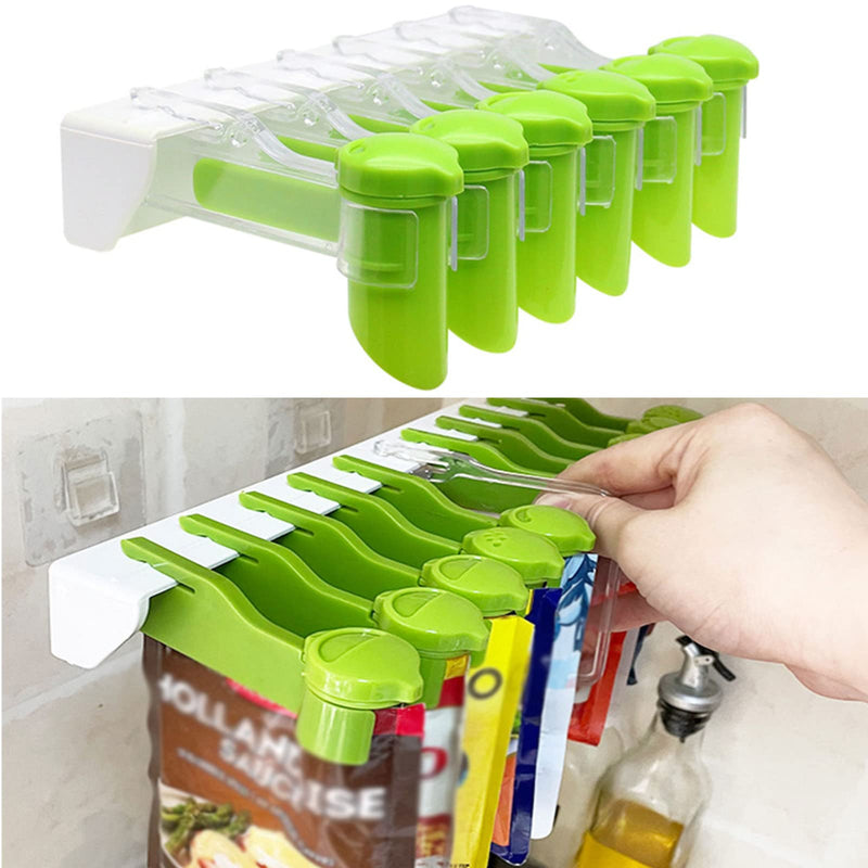 Wall-Mounted Spice Bag Holder Set 10clips Without Pouch