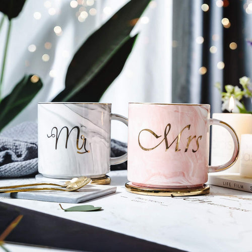 Mr And Mrs Marble Coffee Mug Set Wedding Gifts For Couples