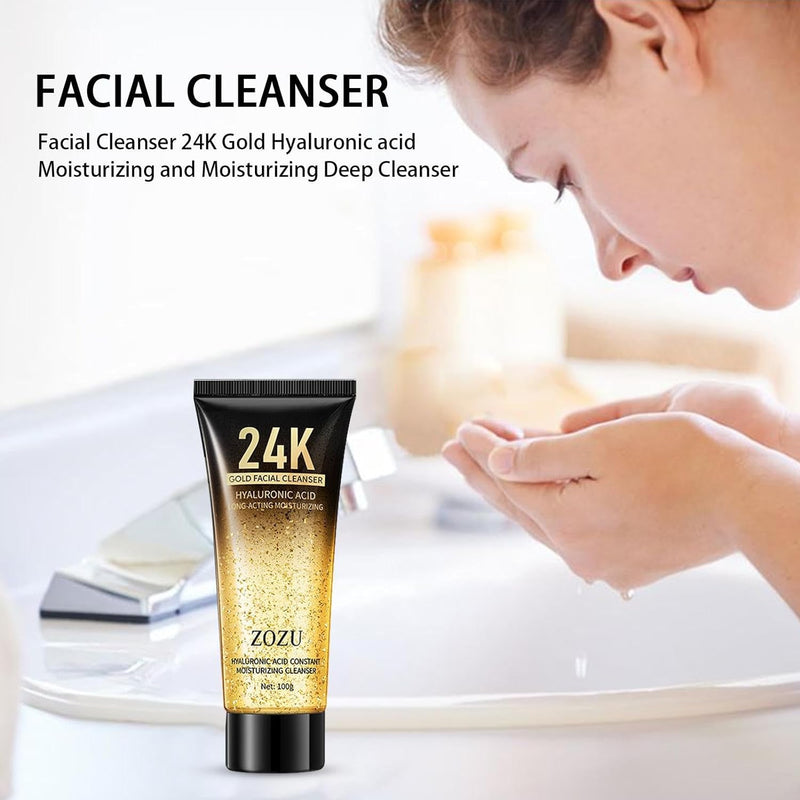 ZOZU Facial Cleanser 24K Gold Cleansing Hyaluronic Acid Cleansing Hydrating And Brightening 100g