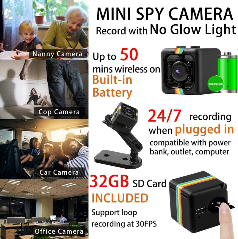 Mini Portable Smart Spy Webcam Camera Motion Detection Video Recording Night Vision SQ11 1080P