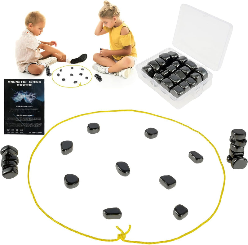 Magnetic Chess Game, Fun Table Top Magnet Game with String, Magnetic Stones Board Game Magnetic Chess Board Game Set Improve Log