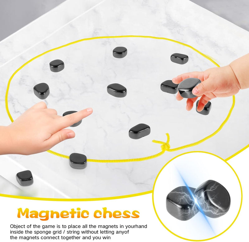 Magnetic Chess Game, Fun Table Top Magnet Game with String, Magnetic Stones Board Game Magnetic Chess Board Game Set Improve Log