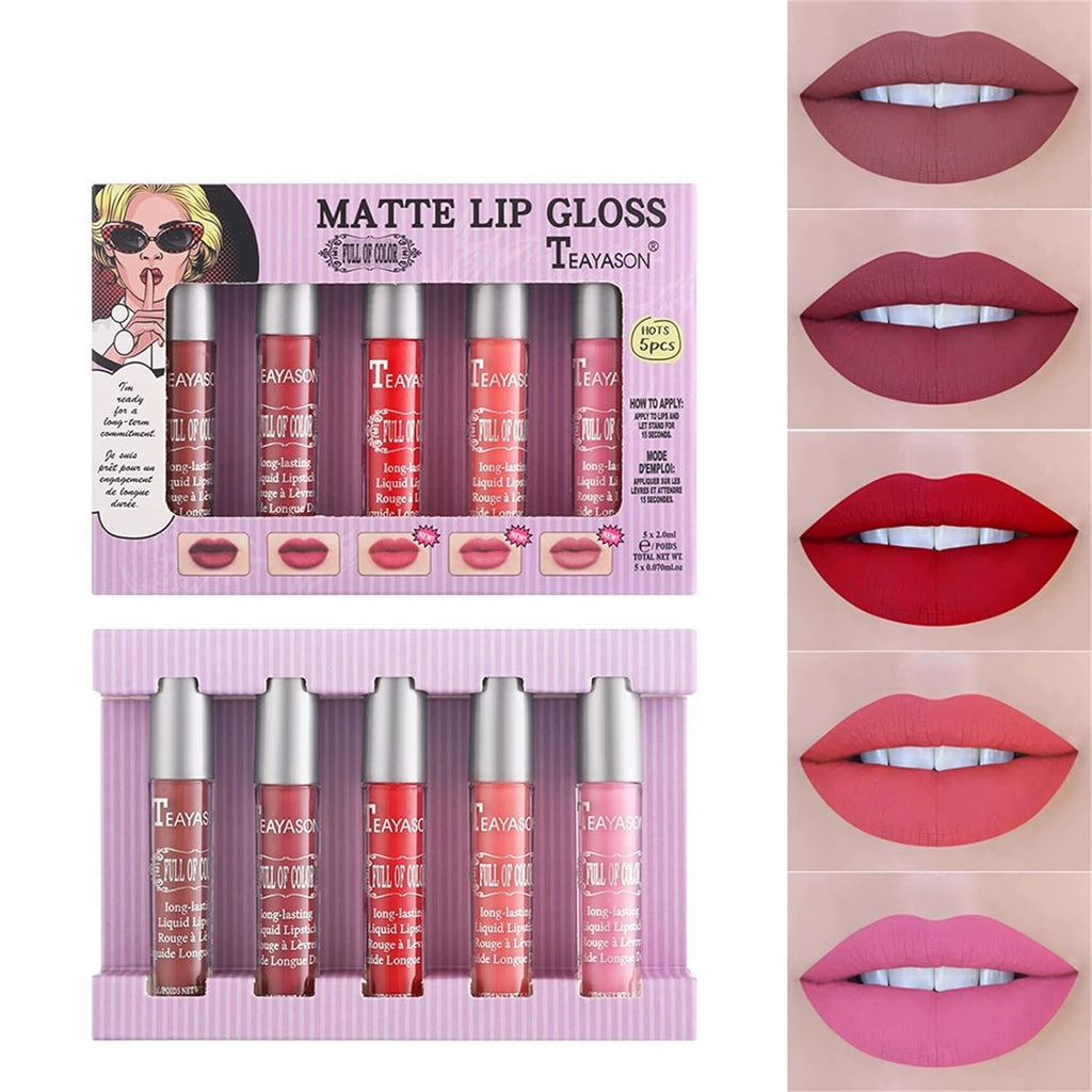 Teayason Matte Lip Gloss 5Pcs Set
