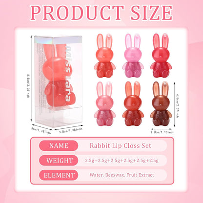 Miss Lara 6 Colors Rabbit Glossy Lip Gloss & Moisturizer