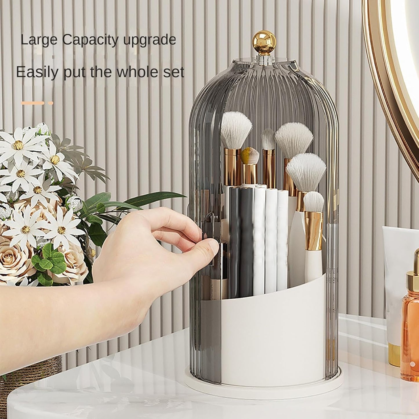 Elegant Luxury 360 Rotatable Makeup Cosmetic Brush Holder Organizer Storage Box 10013