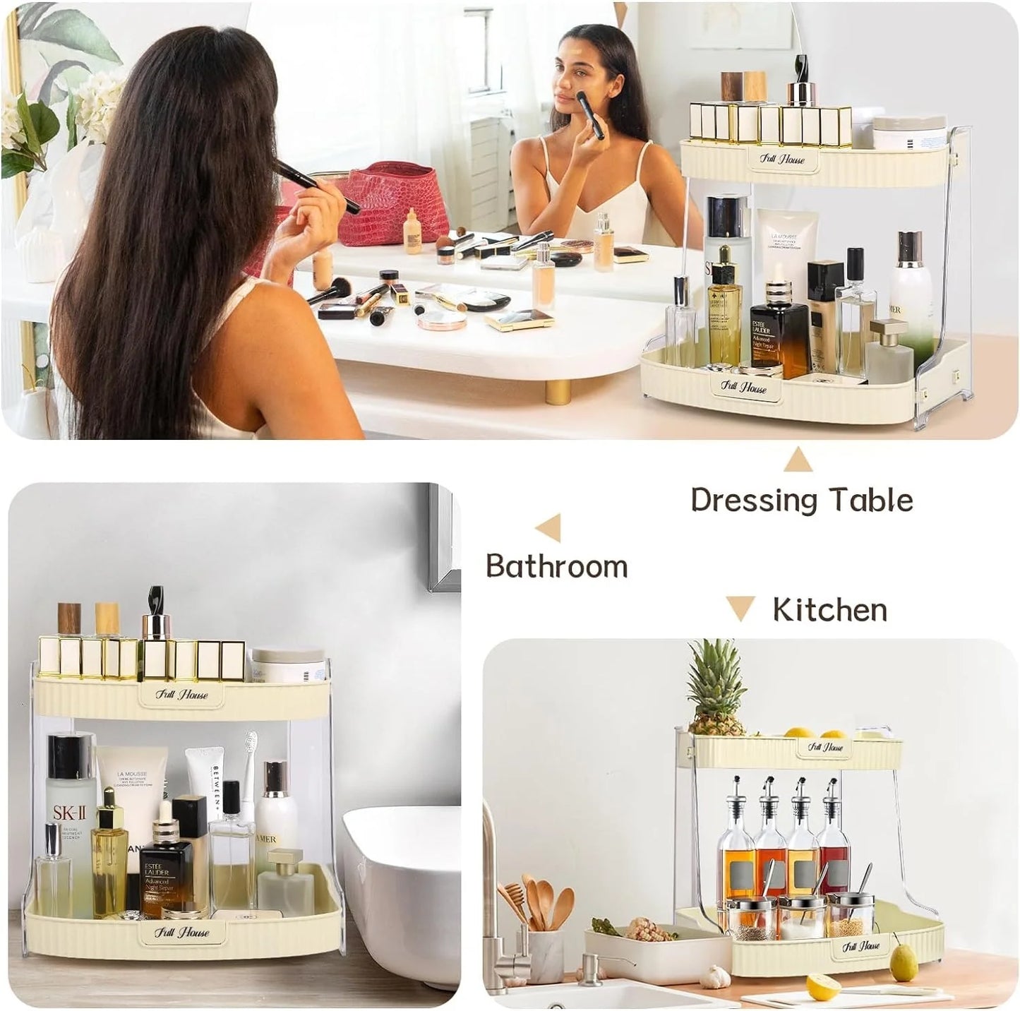 Desktop Double Layer Bathroom Organizer Shelf Cosmetic Storage Rack Holder