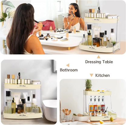 Desktop Double Layer Bathroom Organizer Shelf Cosmetic Storage Rack Holder